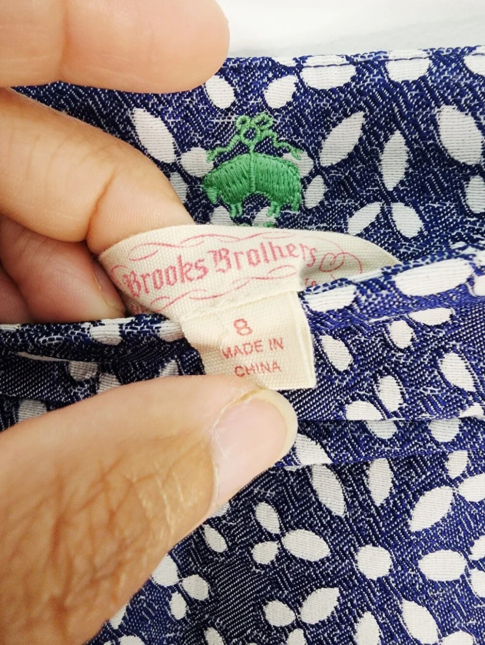 Brooks Brothers Navy and White Eyelet Mini Skirt Size 8